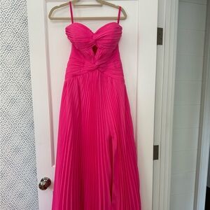 Sweetheart Pleated High Slit Prom Dress